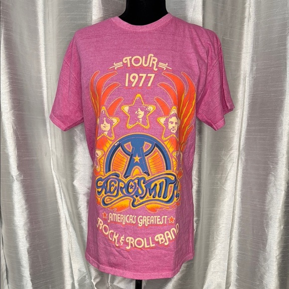 Rag Doll Merchandise 2024 Aerosmith Graphic Pink Women’s M Short Sleeve Shirt - Picture 1 of 7